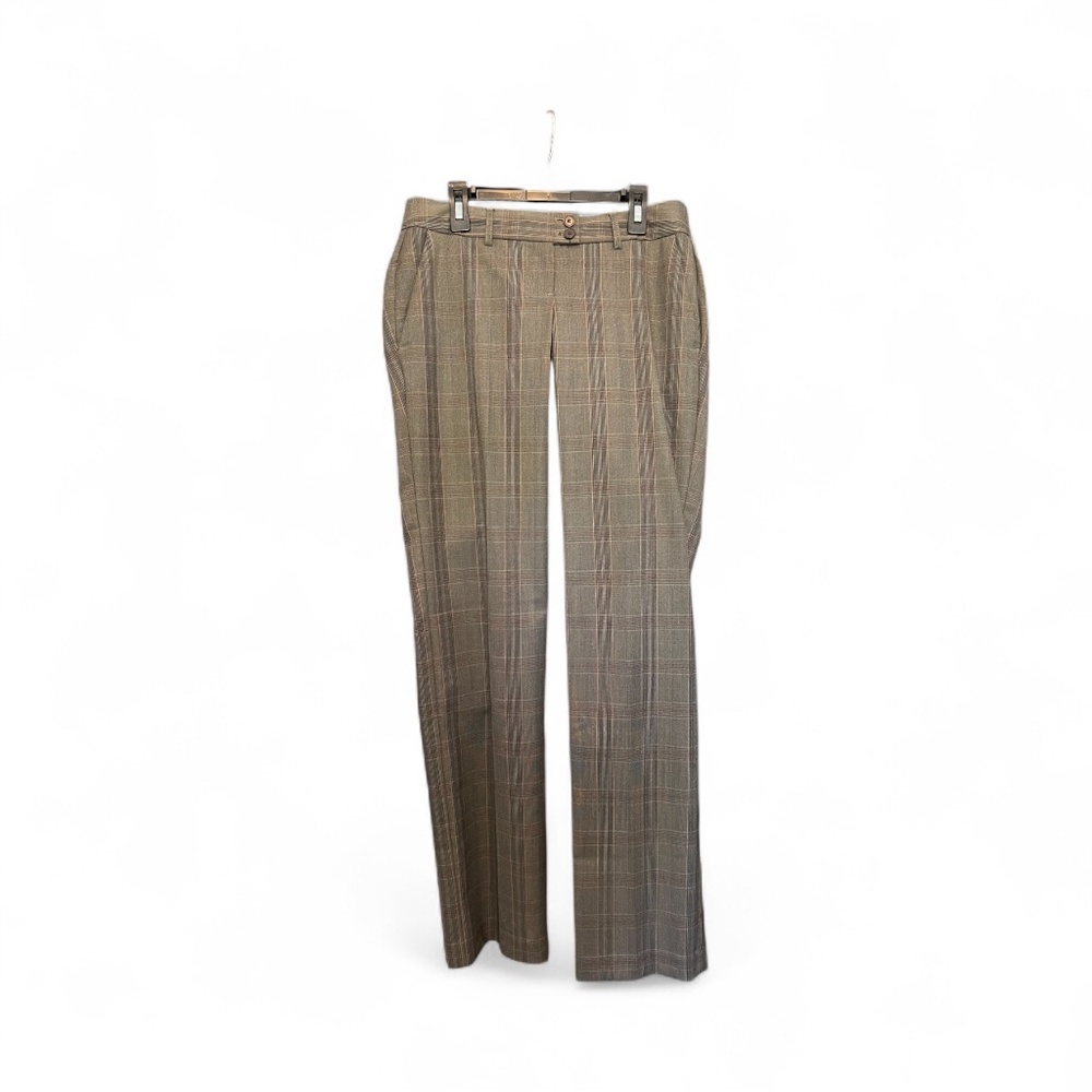 Victoria's Secret Plaid Straight-Leg Trousers in Brown & Tan